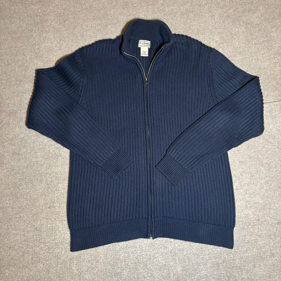 L.L. Bean Other - L.L. Bean Navy Ribbed Full Zip Sweater Jacket M